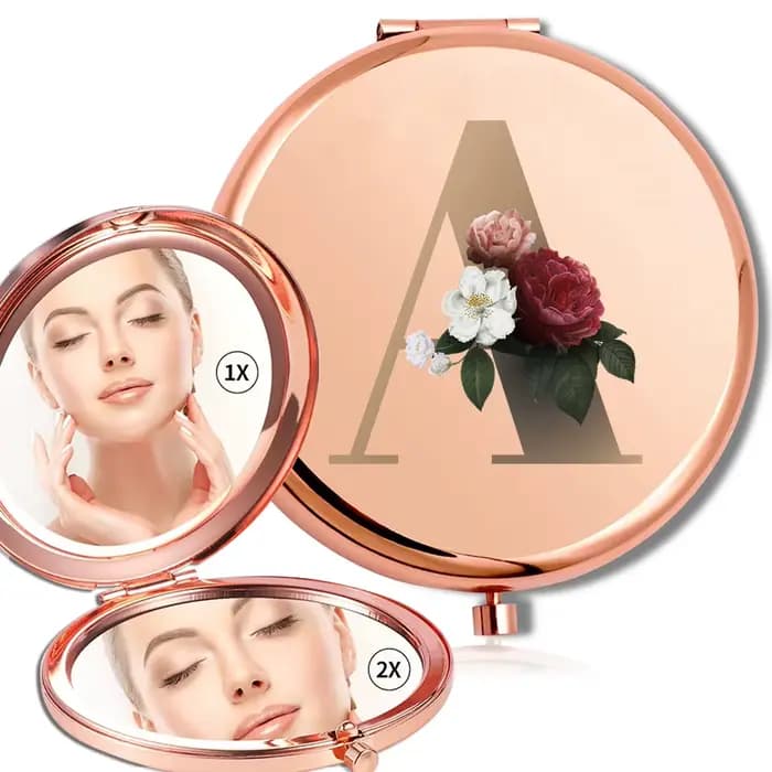 Miroir de maquillage rond pliant pour femme, miroir cosmétique double face, sac à main à grossisseme