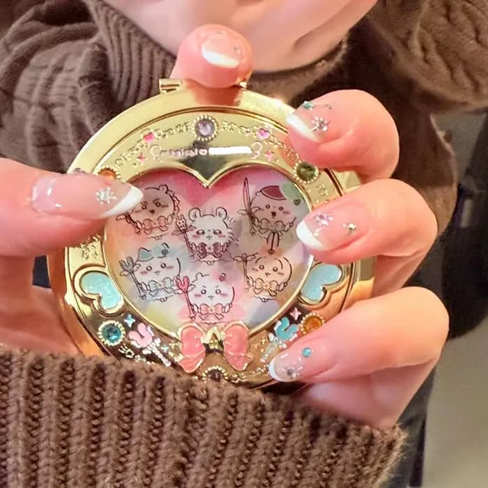 Nouveau Miroir Compact en Forme de Cœur Magic Girl Hachiware Usagi Kawaii Double Face Portable pour
