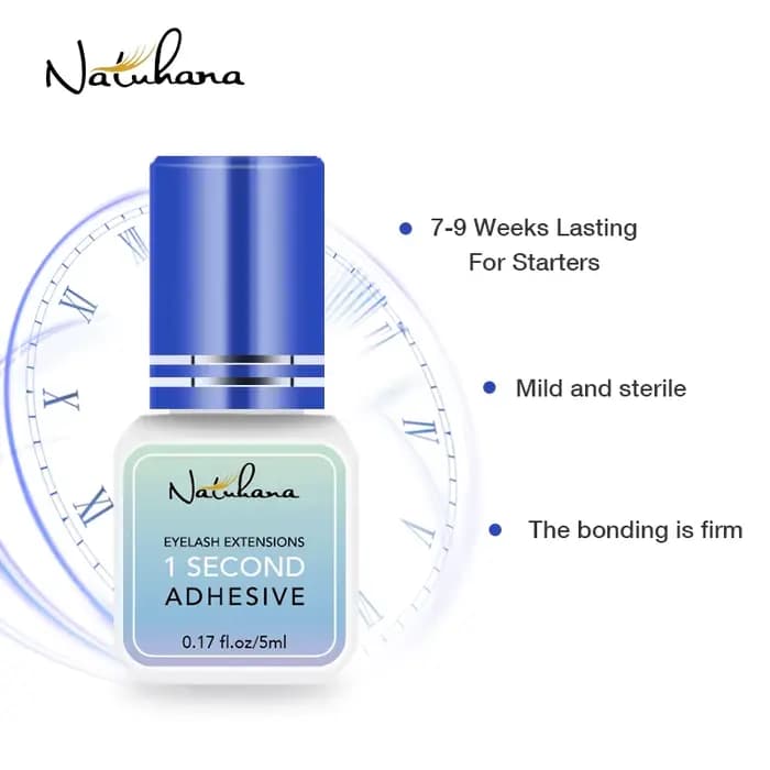 NATUHANA colle d'extension de cils noir/clair 2-3s séchage rapide yeux sensibles individuel fort fau