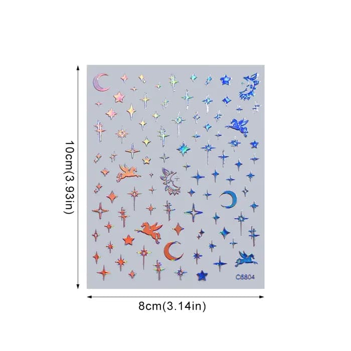 4/6 feuilles/Kit holographique arc-en-ciel amour coeur autocollant pour ongles 3D Laser coeur autoco