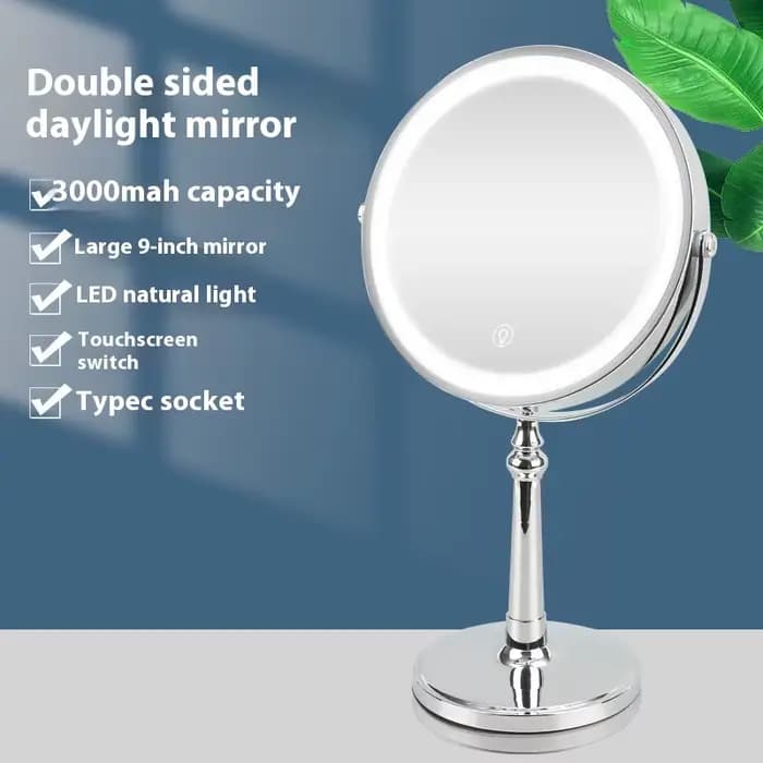Miroirs de maquillage ronds Double face avec fonction d'amplification, miroir de bureau de 9 pouces