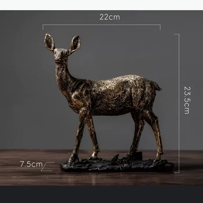 Statue de cerf dorée rétro, décoration de bureau, artisanat créatif, ornements de cerf, œuvre d'art,
