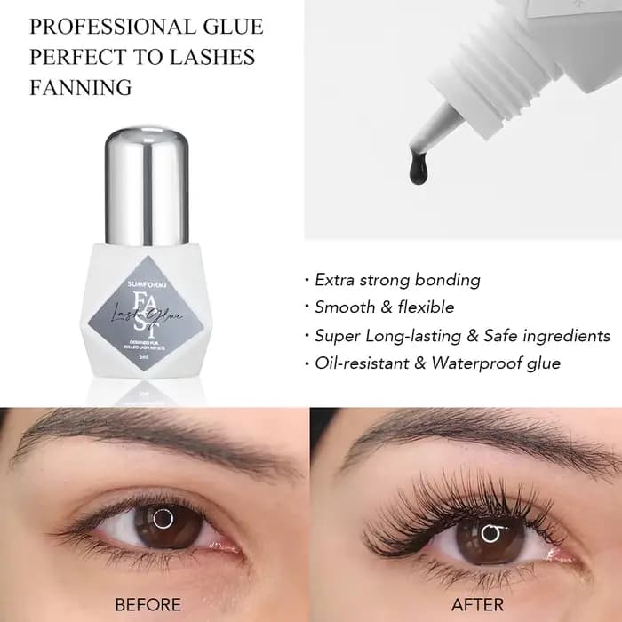SUMFORMI 10 pièces Extensions de faux cils colle 0.3S séchage rapide imperméable mince cils cils adh