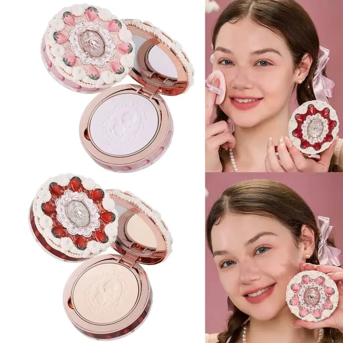 Flower Knows Poudre Compacte Strawberry Cupid Mat Douce Contrôle du Sébum Poudre Fixatrice Matifiant