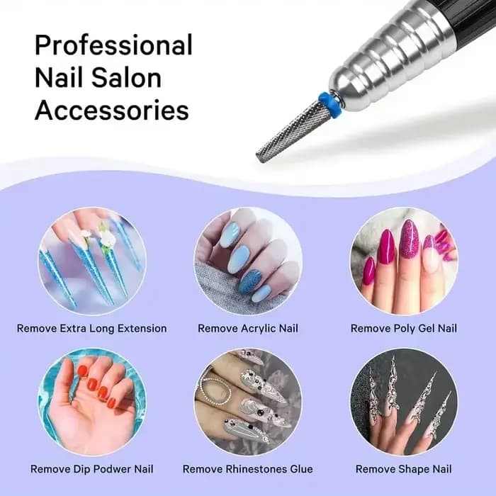 Forets à ongles en carbure de tungstène Extra longs 5 en 1, 24mm, accessoires de sécurité pour Salon