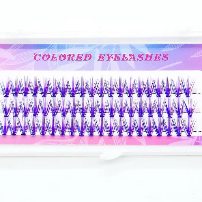 Extensions de cils en grappe colorées bleu-violet, effet volume 20D, longues et naturelles, faux-cil
