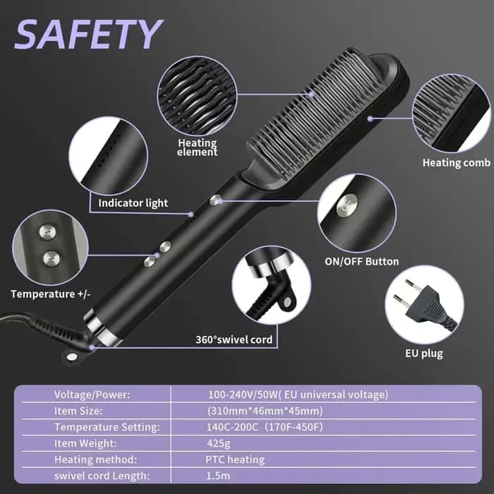 Lisseur Électrique Professionnel Rapide, Peigne Chaud, Soins Personnels, Brosse de Coiffure Multifon