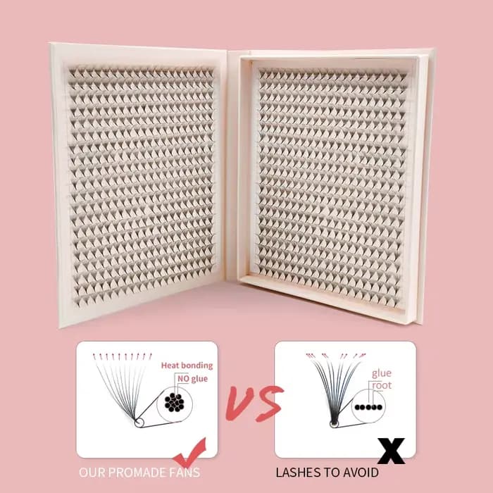 1200 ventilateurs faux cils XXL Mega plateau mat Ultra foncé préfabriqué Volume ventilateur Base poi