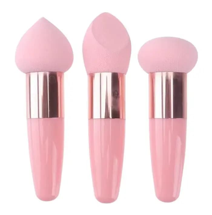 Ensemble d'éponges de maquillage 3 pièces avec poignées – 3 formes uniques avec poignées en plastiqu