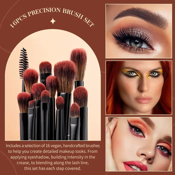 Jessup – ensemble de pinceaux pour les yeux, 16 pinceaux de maquillage, brosse à sourcils de précisi
