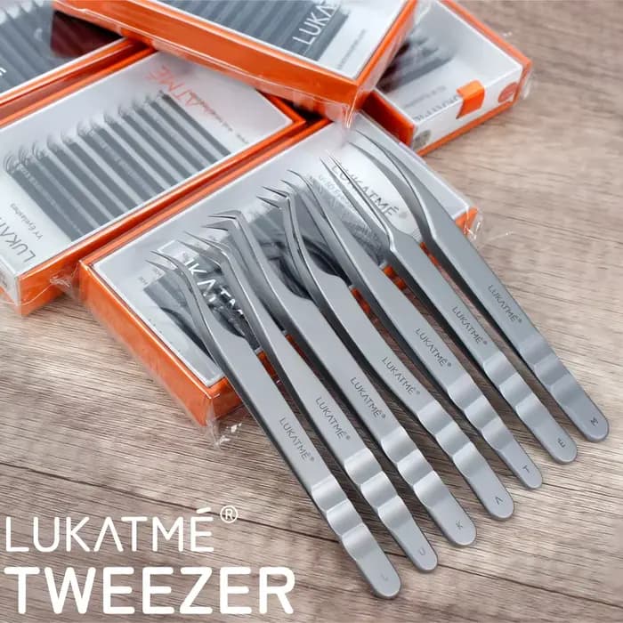 LUKATME Lot de 5 pinces de précision en acier inoxydable, pointe en fibre antidérapante, pinces prof