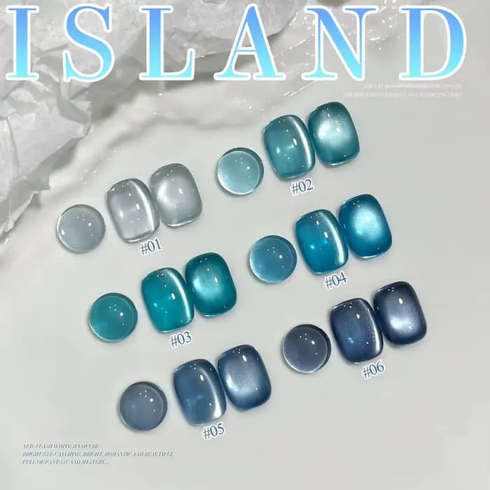 1-12 pièces TC été bleu perle de verre oeil de chat Gel vernis à ongles Flash blanc Spar couleur nue