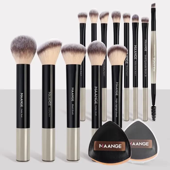 MAANGE 13 pièces pinceaux de maquillage en poils synthétiques de qualité supérieure doux pour fond d