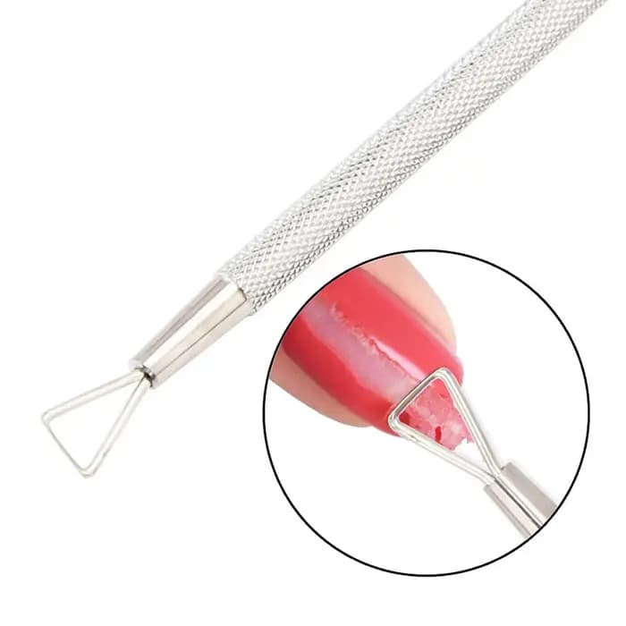 Outil de dissolvant de vernis à ongles en acier inoxydable, grattoir à ongles en Gel, poussoir à cut
