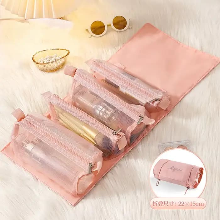 Trousse à cosmétiques détachable Portable grande capacité 4 en 1, trousse de maquillage pliable, tro