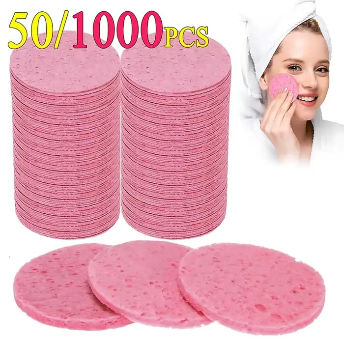 50-1000 pièces compresser visage lavage bouffée pâte de bois naturelle éponge visage lavage bouffée