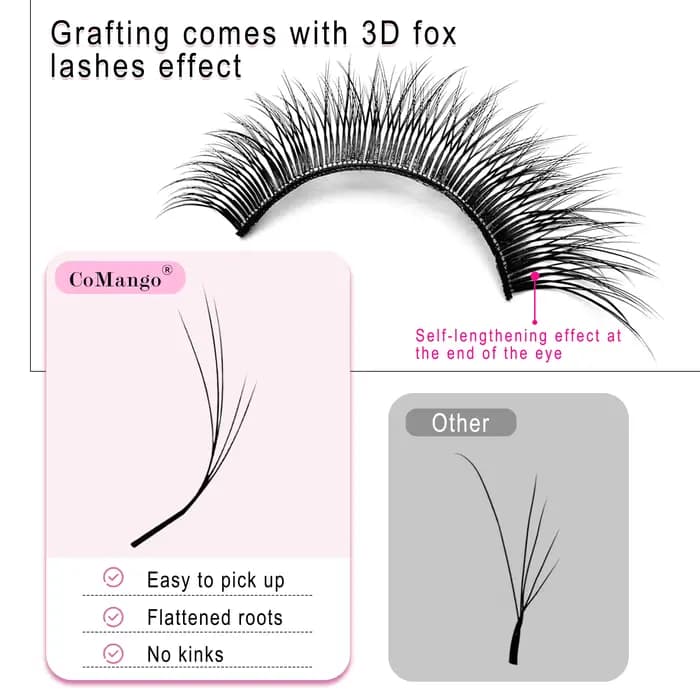 CoMango 5D fox YY shape eye lashes extension C/D curl professional black fox eye style lash high qua