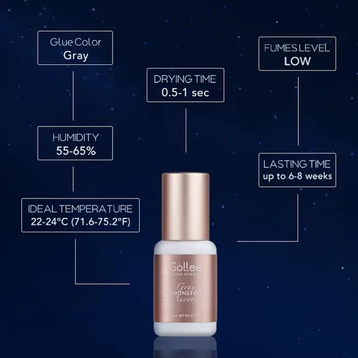 Gollee nouveau gris sans trace 0.5-1s colle d'extension de cils hypoallergénique colle adhésive de c