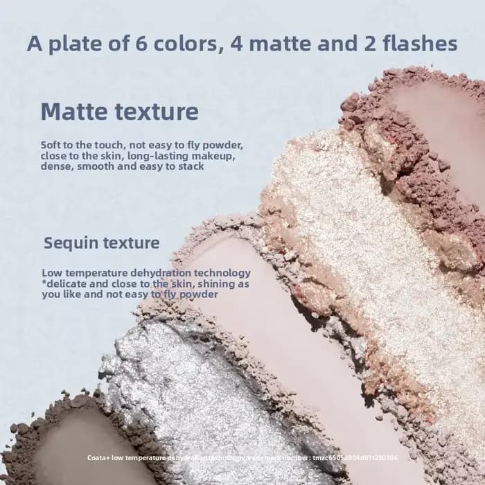 Flower Knows Shell Pearl Collection Matte Pearl Six couleurs fard à paupières Palette métallique hau