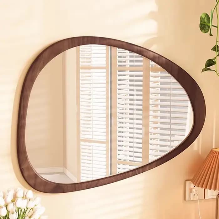 Miroir mural irrégulier, décoration de salon, miroir moderne pour filles, Funky, asymétrique en bois
