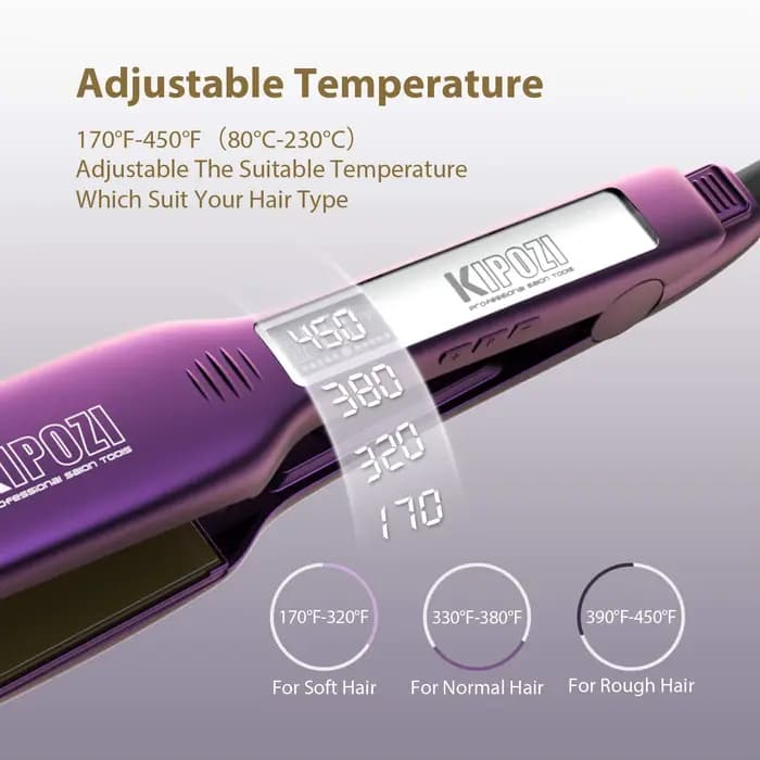KIPOZI-Fer à lisser professionnel avec écran LCD numérique, fer plat en titane, chauffage instantané