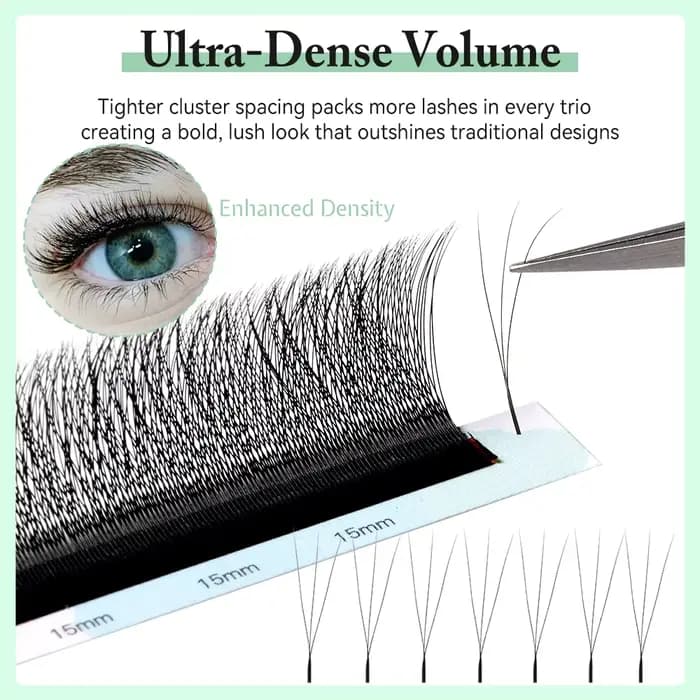 Yelix plus petite ouverture 3D cils étroits 3D W forme Extension de cils préfabriqués Volume ventila