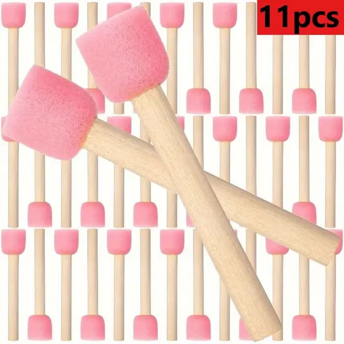 Ensemble de 11 pinceaux en mousse de bois durables - Pinceaux éponge ronds non chargés pour l'artisa