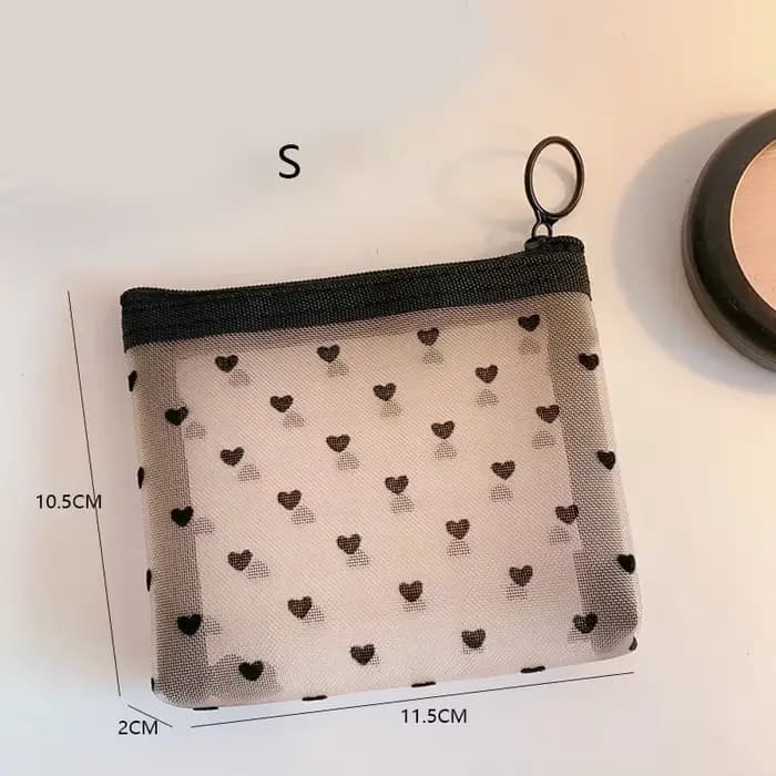 Sacs de maquillage de lavage de toilette, trousse de maquillage en maille transparente noire, pochet