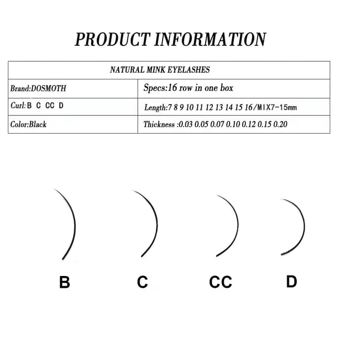 DOSMOTH 40 boîtes 7-16mm cils de vison naturels faits à la main individuels, extension de cils, faux