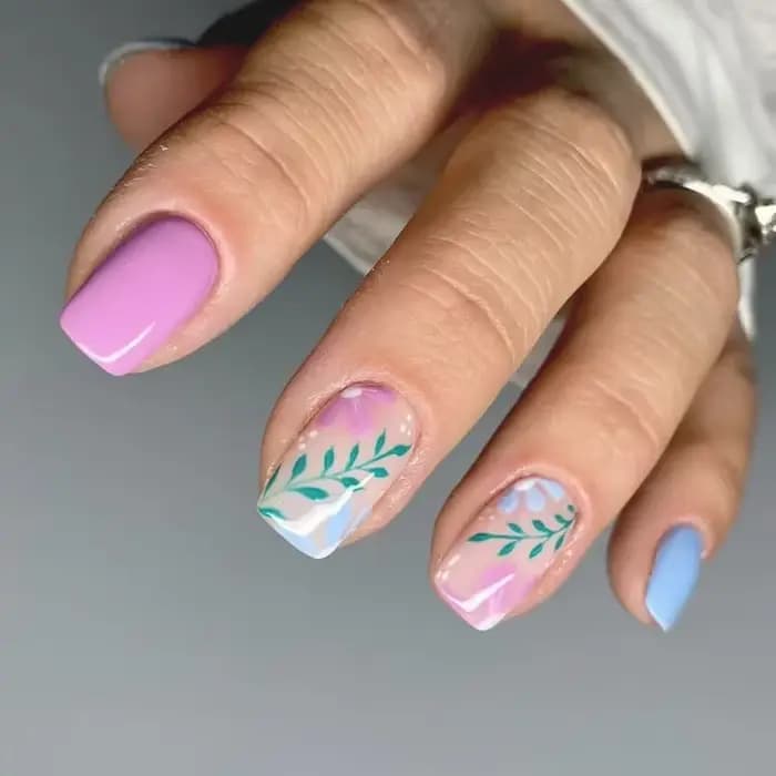 24 pièces court rétro fleur Design ongles Art manucure rose faux ongles portable carré faux ongles p
