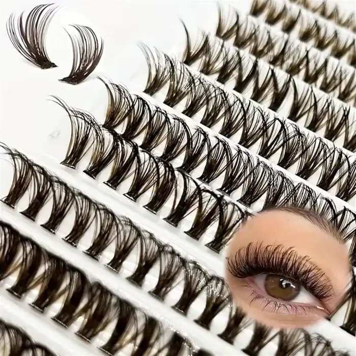 200 pièces cils en grappe marron 40D greffage Volume individuel Extension de cils outil de maquillag