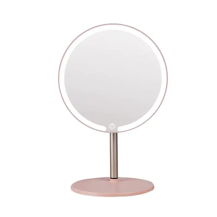Miroir de maquillage circulaire à LED, miroir de bureau avec petit miroir cadeau en métal léger, nou