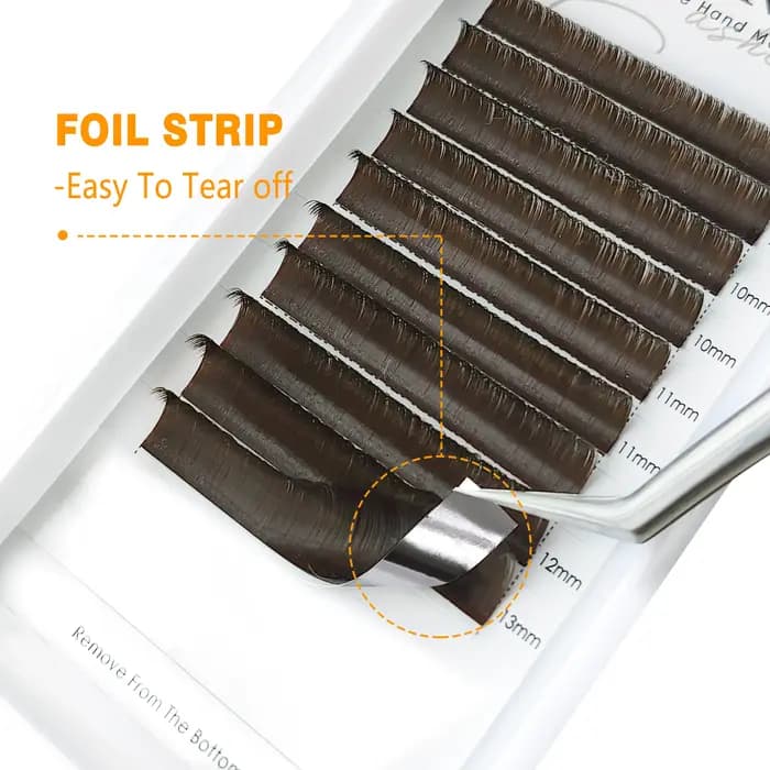CoMango brun foncé facile ventilateur Extension de cils C/D Curl mélange 8-14mm individuel Ombre cil