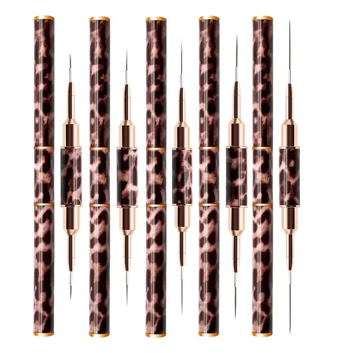 Ensemble de pinceaux à double extrémité pour la conception d'ongles, manche en métal super fin, pinc