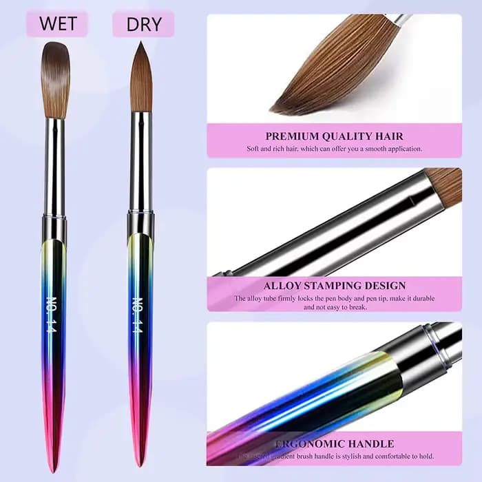 Stylo brosse à ongles en acrylique No.10/12/14/16 20-26mm, pour Application acrylique, Extension pro