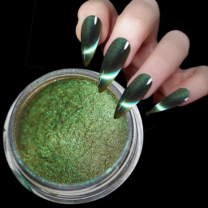 9D HD chat aimant poudre à ongles brillant effet caméléon paillettes Chrome Pigment poussière UV Gel