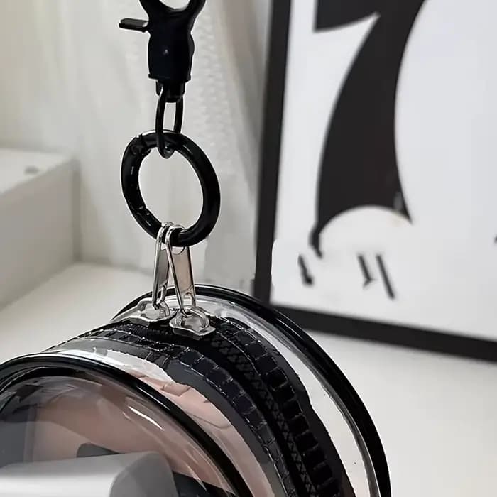 Mini sac de rangement portable à fermeture éclair transparente, polyvalent avec boucle porte-clés pr