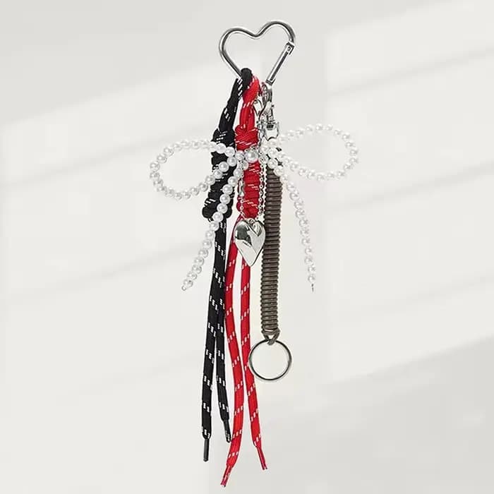 Porte-clés à pampilles en forme de cœur d'amour, breloque de luxe, fait à la main, créatif, nœud pap