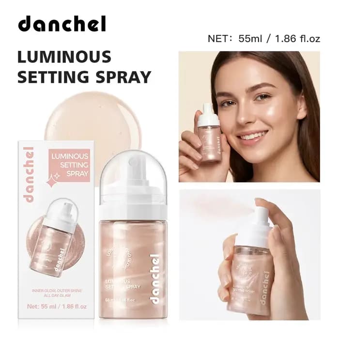  Spray Fixateur Lumineux Longue Durée, Fixe le Maquillage, Anti-Bavures, Non Collant, Séchage Rap