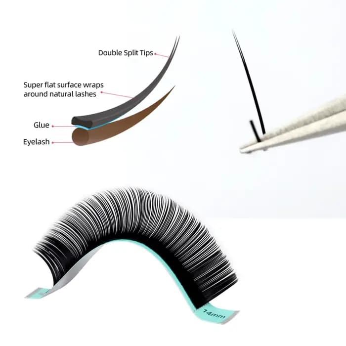 RUJADE 5 étuis/Lot Ellipse plat Extensions de cils individuels doux pointes fendues Extension de cil