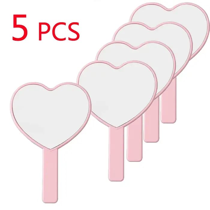 Miroir de maquillage à main en forme de cœur, mignon, petit miroir d'amour Portable Kawaii, comme Mi