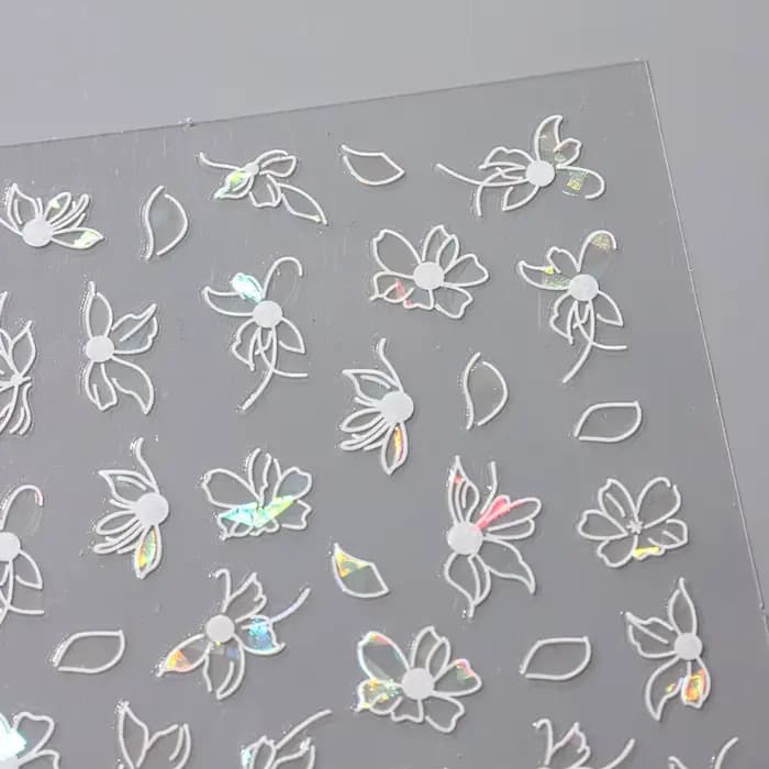 2 pièces 3D Laser noir blanc fleur décalcomanies abstraite rayure fleur pétales conception autocolla