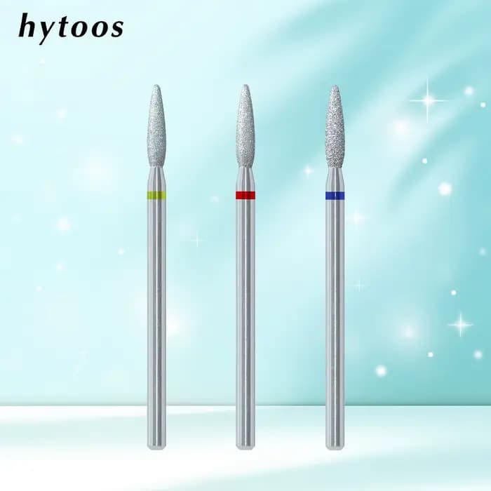 HYTOOS Chrome diamant forets à ongles embout émoussé Pro russe foret à cuticules pour perceuses peau