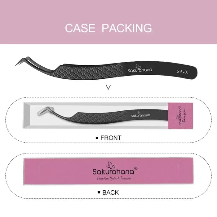 SAKURAHANA pince à cils professionnelle pointe en Fiber noire pour Extensions de cils méga Volume ou