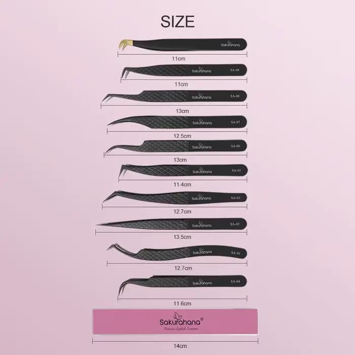 SAKURAHANA pince à cils professionnelle pointe en Fiber noire pour Extensions de cils méga Volume ou
