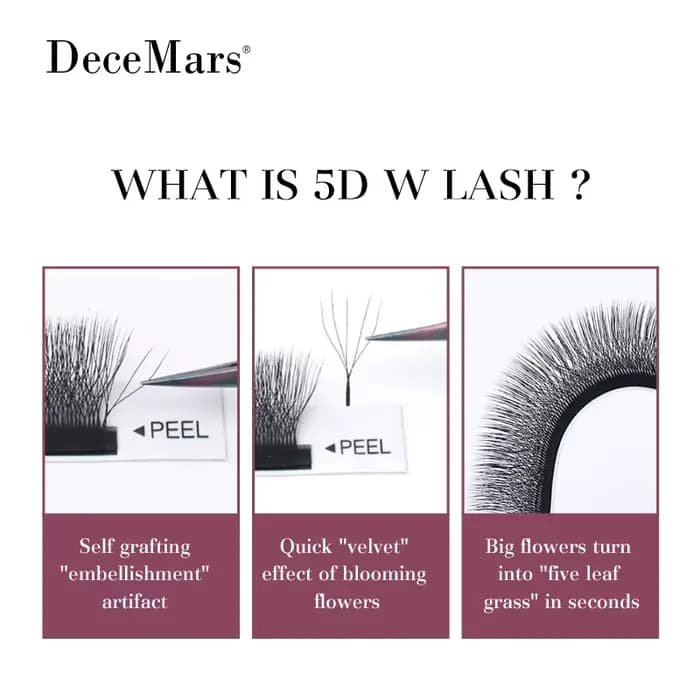 DeceMars 5D - Extension de cils en forme de W (12 lignes/plateau) pour le maquillage