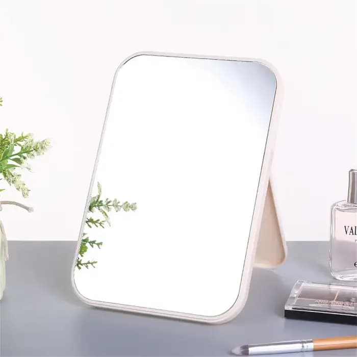 Miroir de maquillage de bureau portable avec support, miroir en élasthanne, carré, petit, princesse,