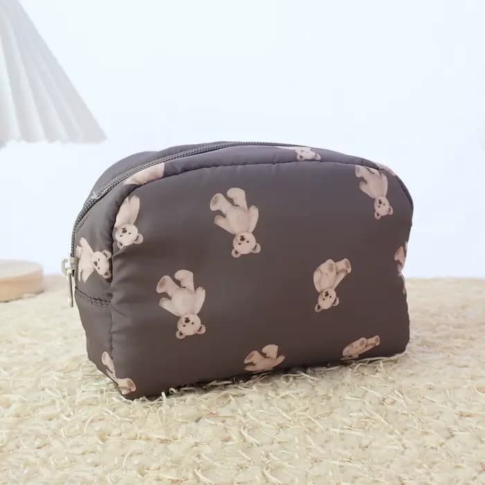 Trousse de maquillage imprimée ours en peluche, grande capacité, organiseur de cosmétiques, sac de v