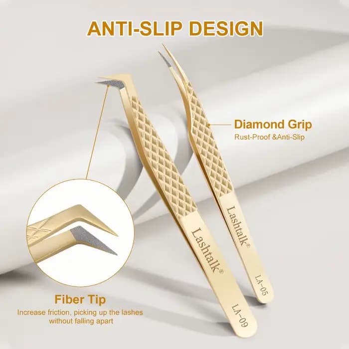 Lashtalk – pince à épiler à pointe de Fiber de précision, Extensions de cils, poignée en diamant, an