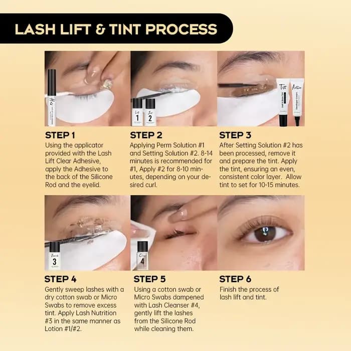 Gollee Kit de permanente de levage de cils rehausseur de cils naturels longue durée 4-6 semaines tei